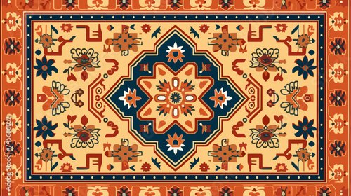 Rug carpet background Geometric ethnic oriental ikat seamless pattern traditional Design for Persian carpet, tribal vector texture.