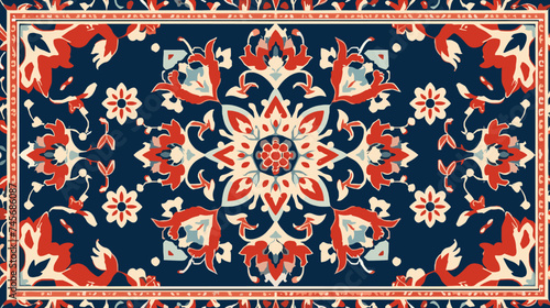Rug carpet background Geometric ethnic oriental ikat seamless pattern traditional Design for Persian carpet, tribal vector texture.
