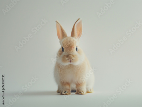 Portrait of a red little rabbit looking at a camera on white background. © tisomboon