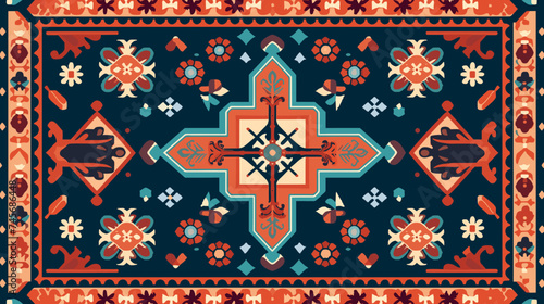Rug carpet background Geometric ethnic oriental ikat seamless pattern traditional Design for Persian carpet, tribal vector texture.