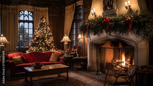 Christmas at the manor  English countryside decoration and interior decor