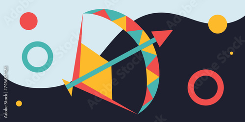 Flat zodiac signs, astrology. Sagittarius. Twelve horoscope zodiac icons. Vector