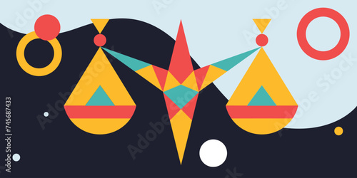 Flat zodiac signs, astrology. Libra. Twelve horoscope zodiac icons. Vector