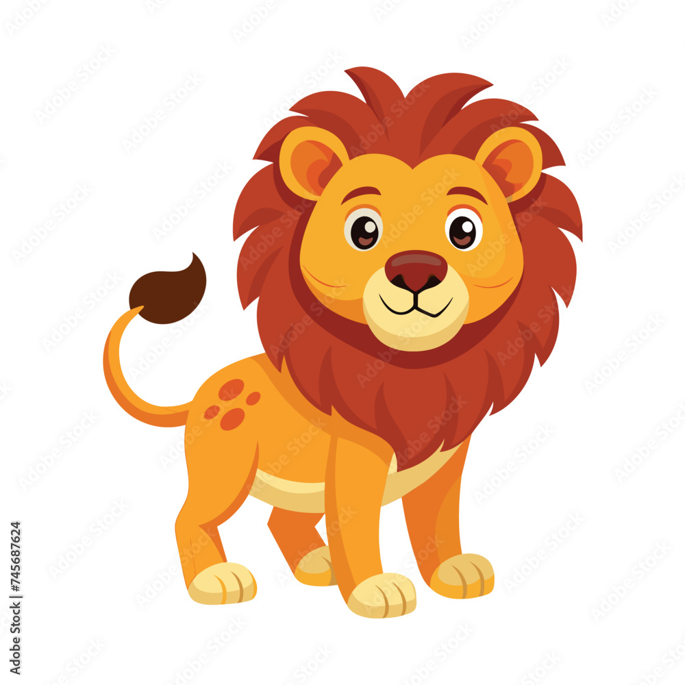 Vector of cartoon lion illustration on white