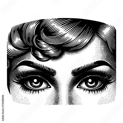 close up face woman into eyes beauty vector illustration