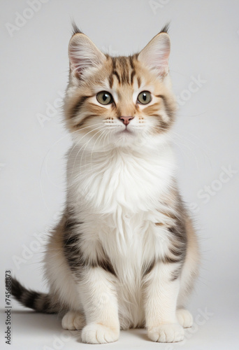 Beautiful cat isolated on a white, kitten