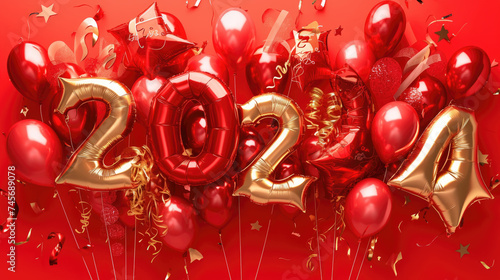 New Year's Eve celebration. Balloon decor in 2024.