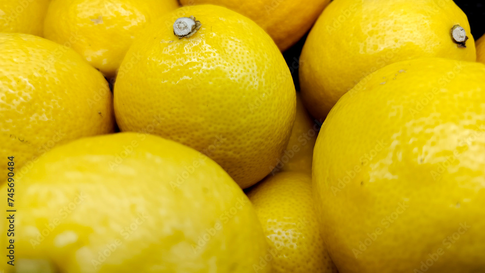 close up view of lemons fruit at the shelf