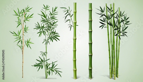 collection of bamboo stalks isolated on a transparent background