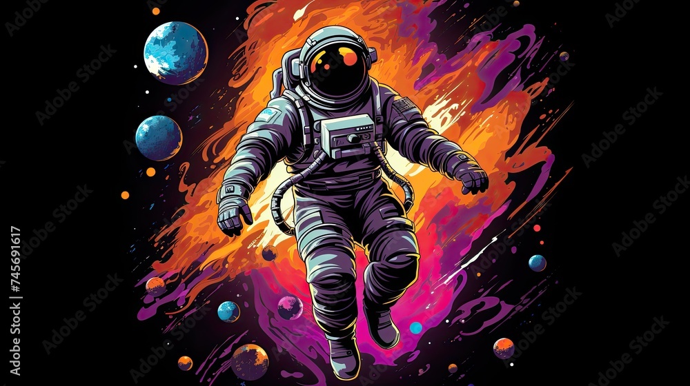 Astronaut in space background with colorfull theme Astronaut in space background with colorfull theme