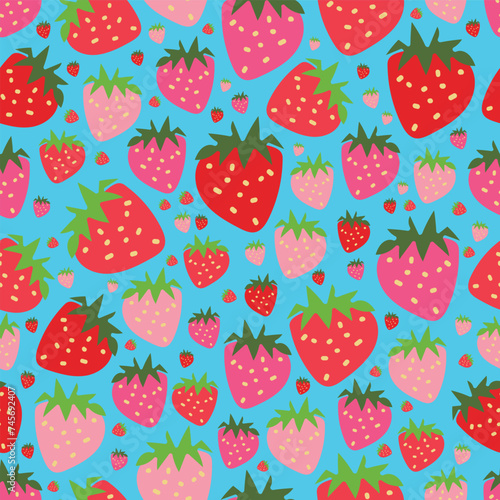vector hand drawn strawberries seamless pattern perfect for wrapping paper  invitations  kitchen tea  paper plates  napkins  stationary  wallpaper  projects  fabric  kitchen apparel  birthdays  and mo