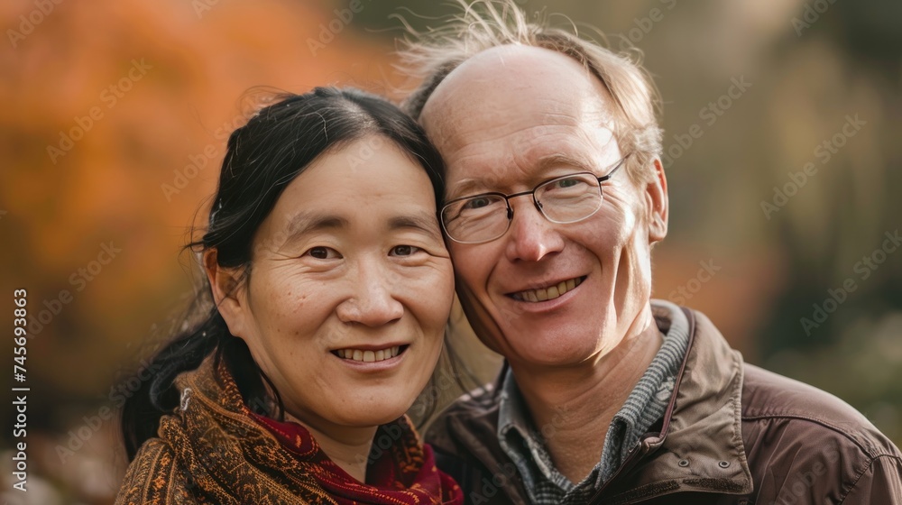Fototapeta premium Happy married couple smiling looking at camera