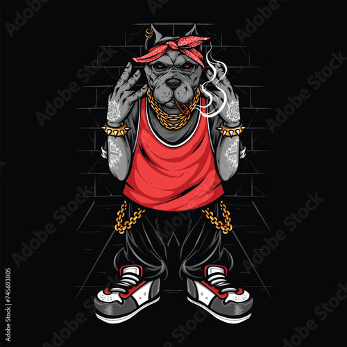 dog cartoon with hiphop outfit