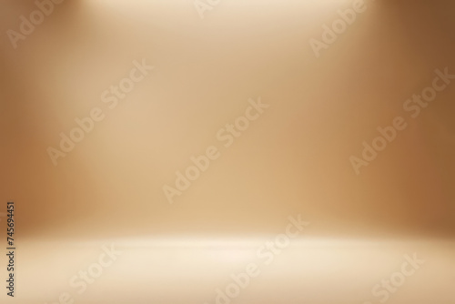 Empty brown cream wall studio background. Used for presenting cosmetic nature products for sale online photo