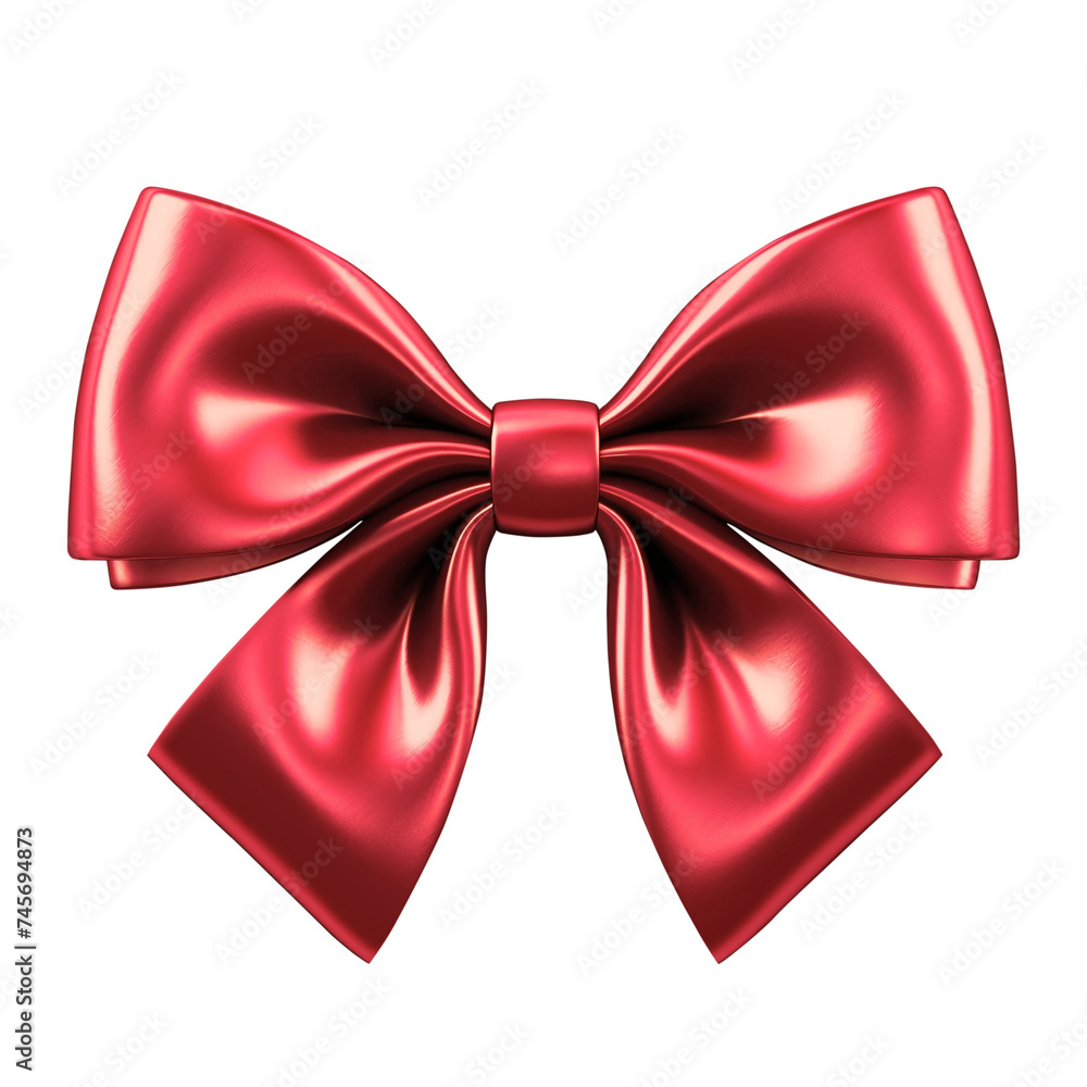 Glossy Red Ribbon Bow Isolated