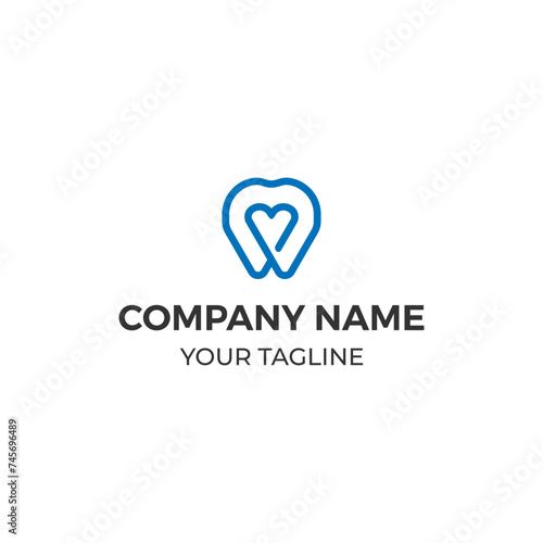 Dental Love Logo Concept Icon Vector Design