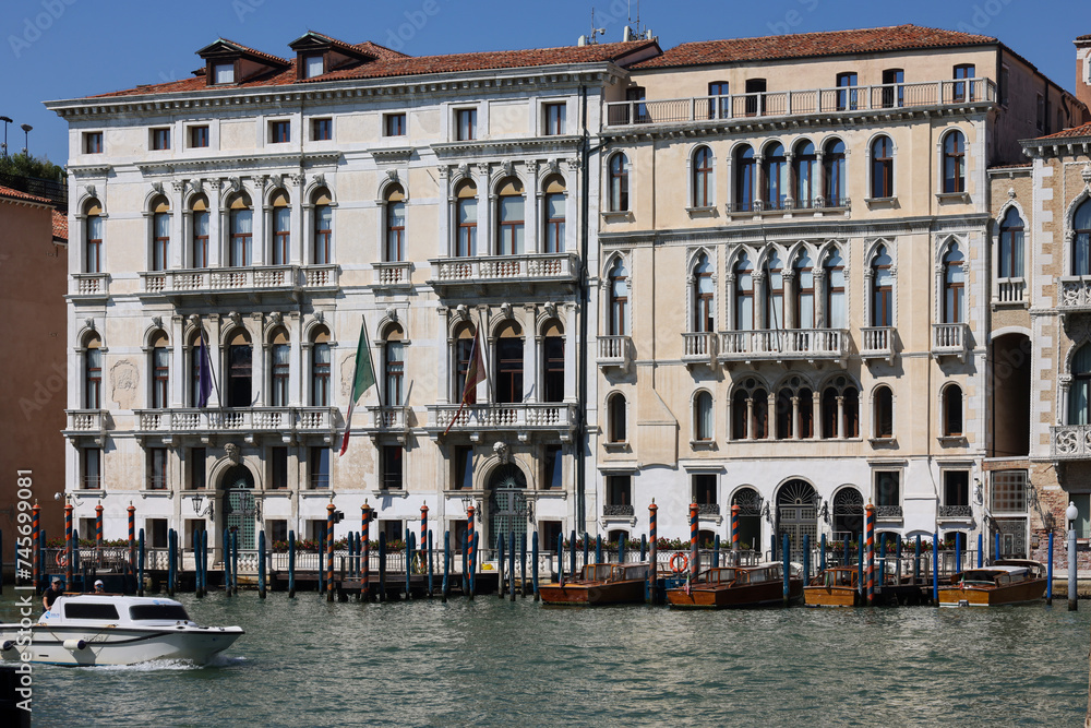  View from Punta della Dogana of the palaces and beautiful houses along the Grand Canal in the San Marco district of Venice