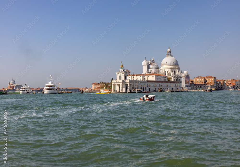 View from Canal of San Marco to Punta della Dogana and Salute in Venice