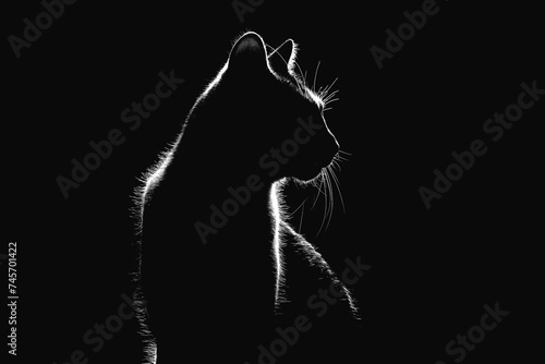cat silhouette in black background