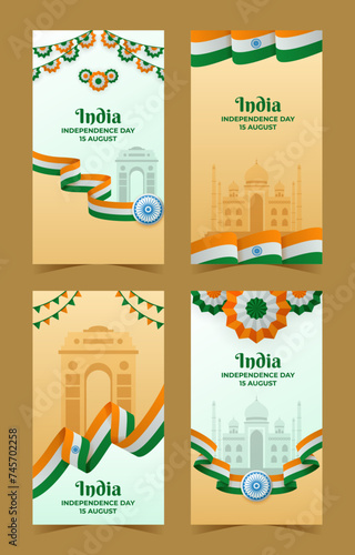 India Independence Day Social Media Story with Tricolor Wavy Flag
