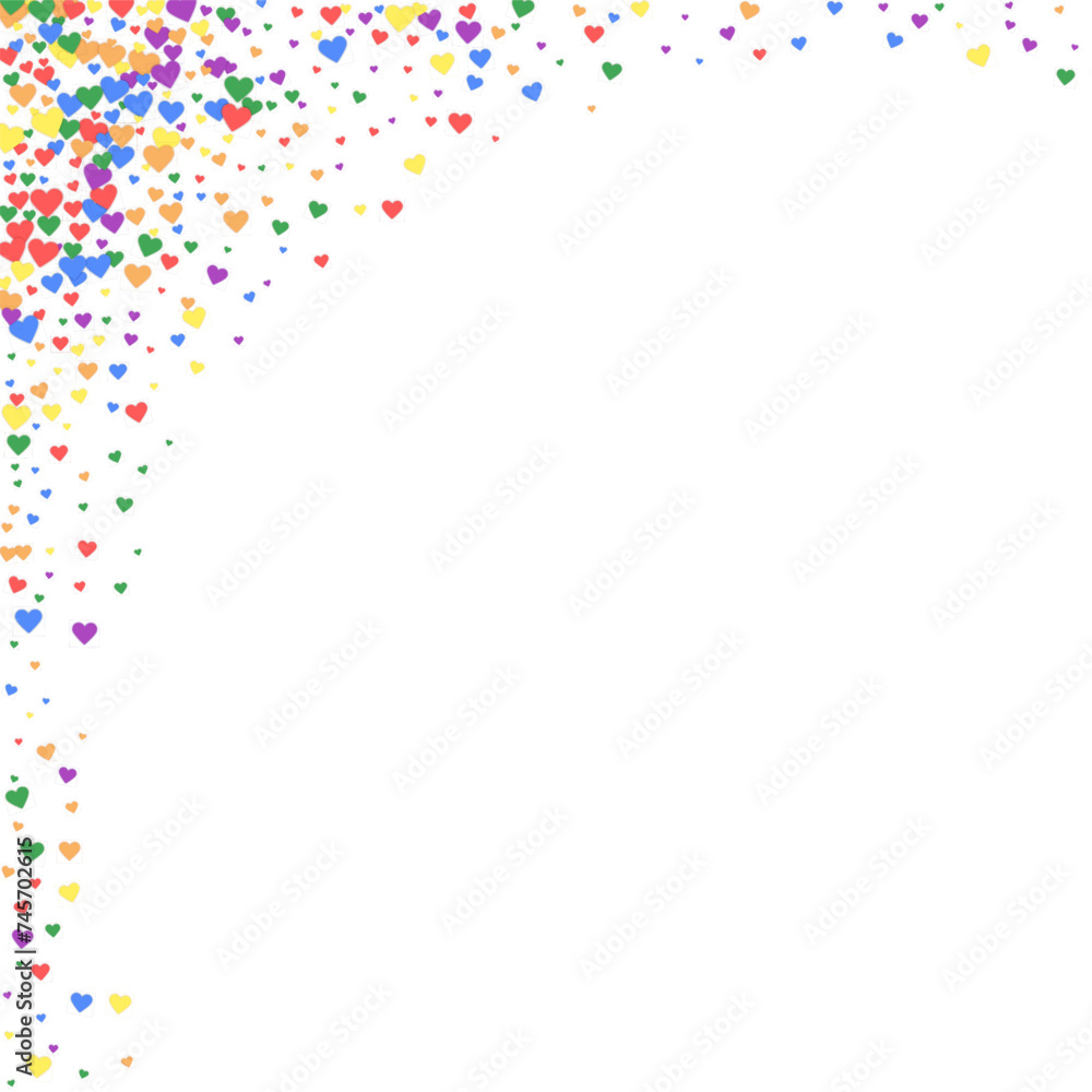 Rainbow colored scattered hearts. LGBT valentine Rainbow colored scattered hearts. LGBT valentine