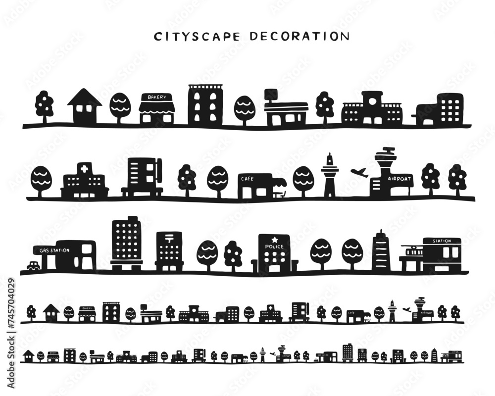 Obraz premium アナログ風の町並みイラスト