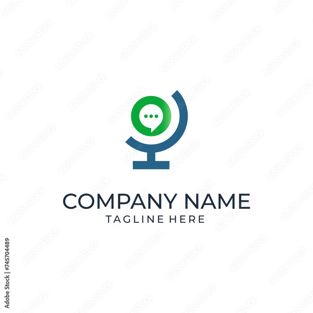 Fototapeta premium minimalist Globe Chat Logo Concept Icon Vector Design