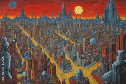 Futuristic city, Digital il...