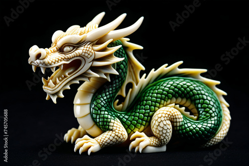 Ivory Dragon netsuke. Digital illustration. © eestingnef