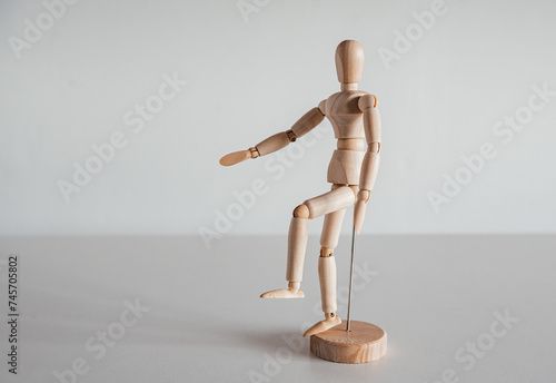 Knee flexion on wooden model, Biceps Femoris, Semitendinosus, Semimembranosus muscles photo