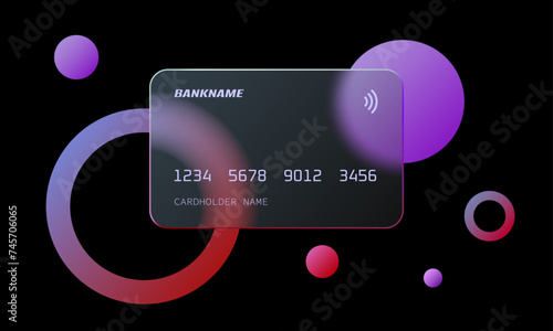 Design glass effect credit card. Glassmorphism effect. Editable. Vector EPS 10