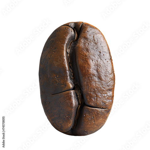 single coffee bean isolated on transparent background, png