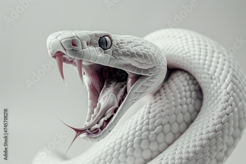 Albino Serpent's Display of Elegance and Menace - Generative AI