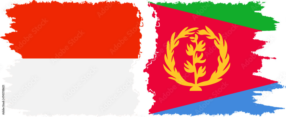 Eritrea and Indonesia grunge flags connection vector Eritrea and Indonesia grunge flags connection vector