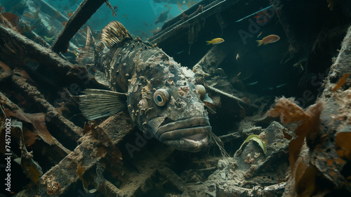 Camouflaged fish in the deep sea