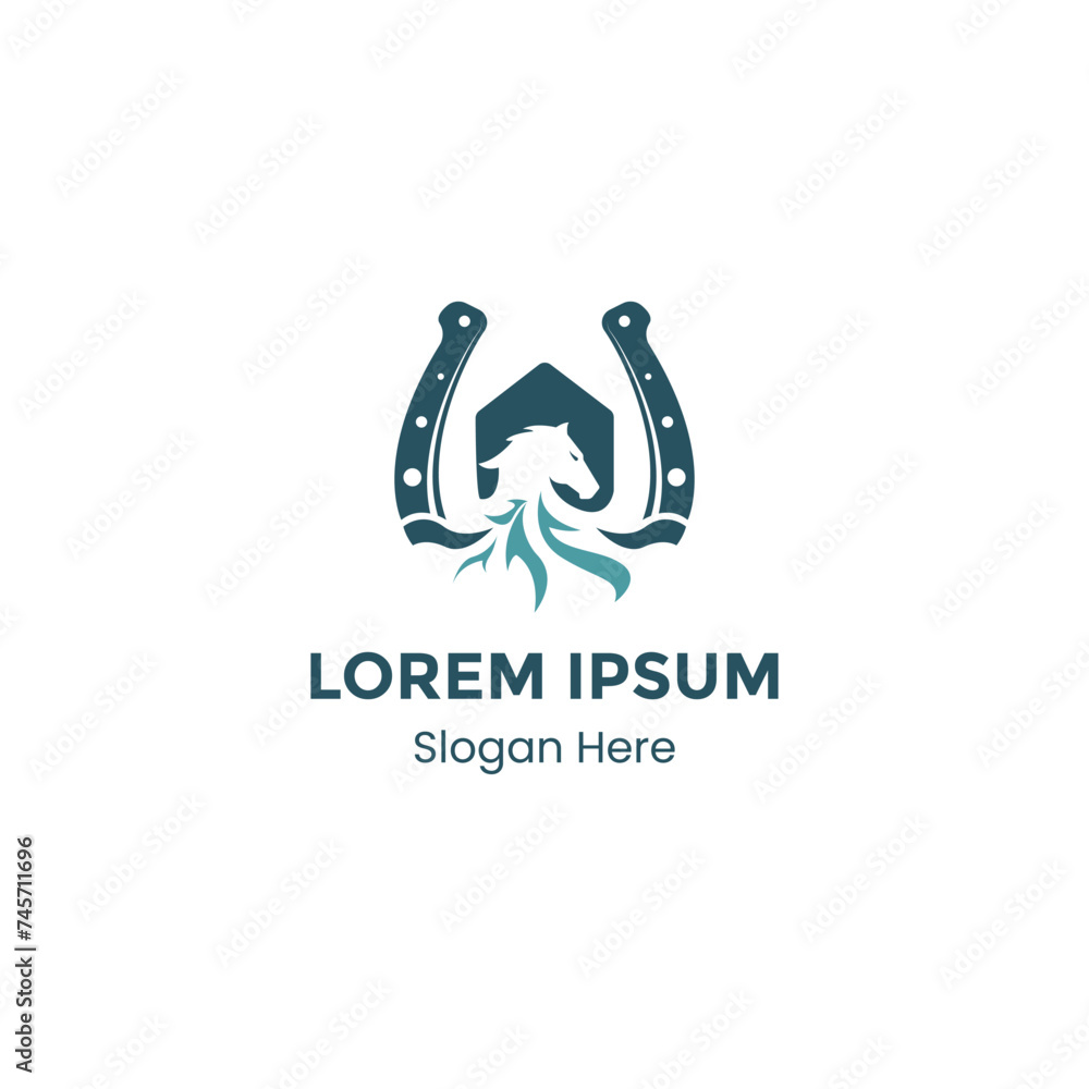 Fototapeta premium Vintage horseshoe logo design with creative concept