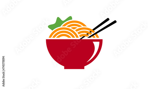 ramen noodle with bowl and chopsticks
