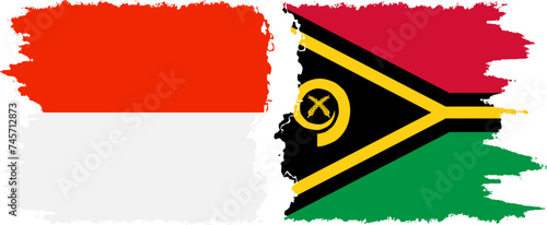 Vanuatu and Indonesia grunge flags connection vector