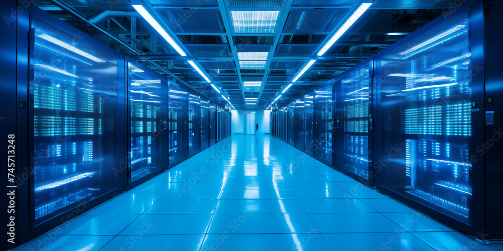 High-Tech Rechenzentrum, futuristische Server in einem digitalen Serverraum, Cloud Technologie High-Tech Rechenzentrum, futuristische Server in einem digitalen Serverraum, Cloud Technologie