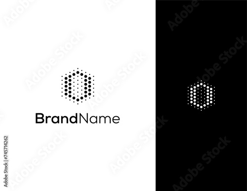 letter O or number 0  with hexagon and dot concept logo for lab or technology company