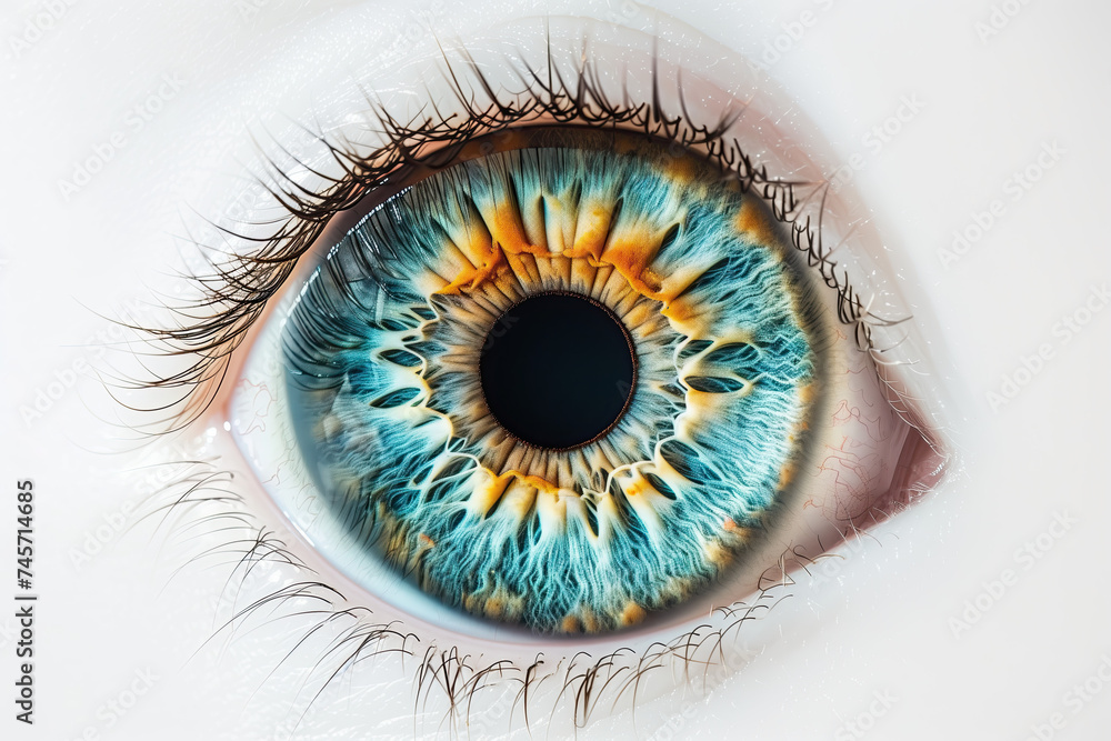 The round iris of the human eye - obrazy, fototapety, plakaty 