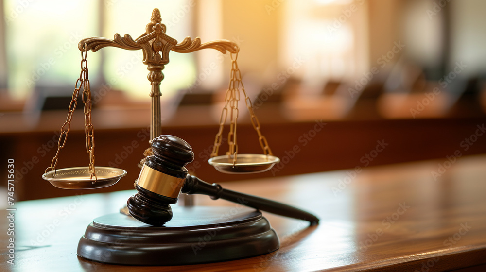 Judge gavel and Scales of Justice in the Court Hall Judge gavel and Scales of Justice in the Court Hall