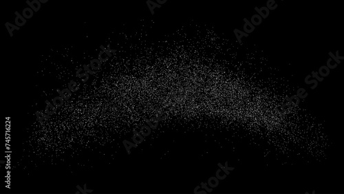 White grainy texture. Abstract dust overlay. Grain noise. White explosion on black background. Splash light realistic effect. Vector illustration, eps 10.