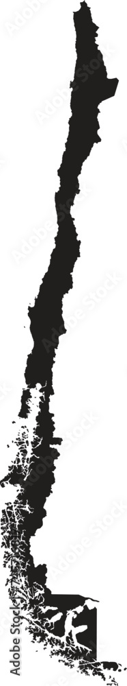 Chile black map on white background