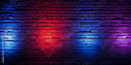 Neon light on brick walls that are not plastered background texture lighting effect red  blue and purple neon background  Brickwork texture