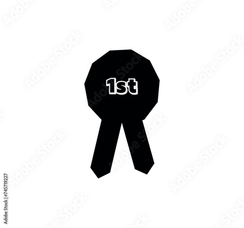 winners rosette badge icon. 1st place medal achievement prize 