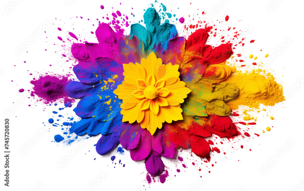Colorful Rangoli Design in Creation Isolated on Transparent Background PNG.