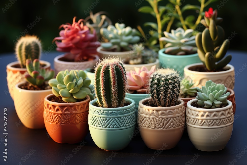 An image of cactus succulent collection plants pots Generative AI An image of cactus succulent collection plants pots Generative AI