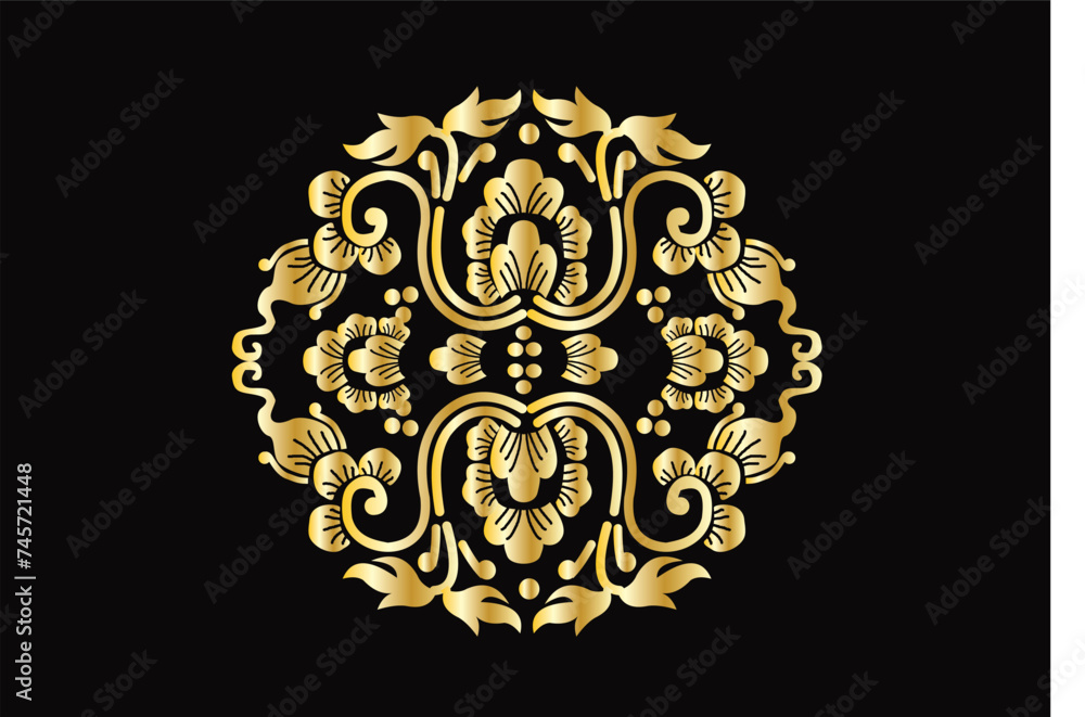 The gold floral motif is a typical Indonesian Balinese floral motif, exclusive and classic, suitable for various purposes. EPS VECTOR 10