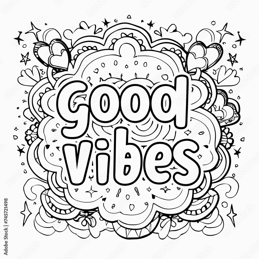 coloring book for children with the inscription good vibes